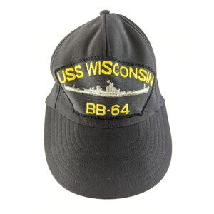 USS Wisconsin BB-64 Battleship Navy Snapback Hat USA Made Military